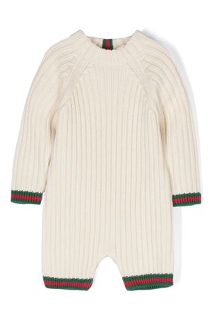 beige cotton romper GUCCI KIDS | 787684XKD2W9112